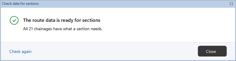Check data for sections, with nothing to correct