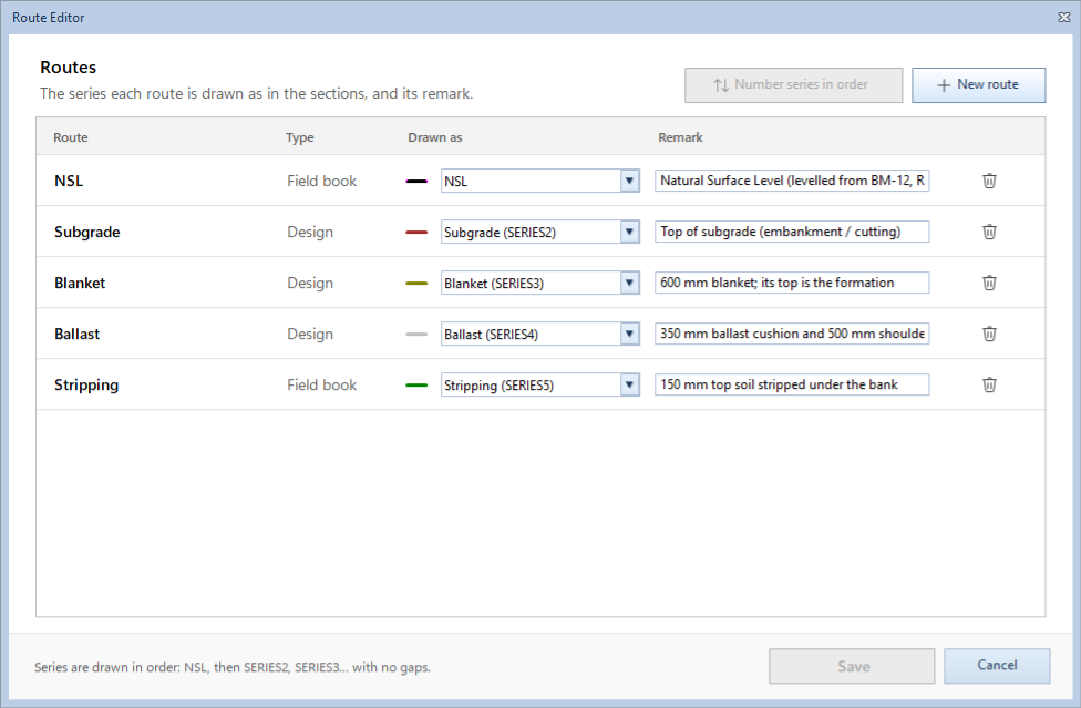 The Route Editor for the Railway Formation