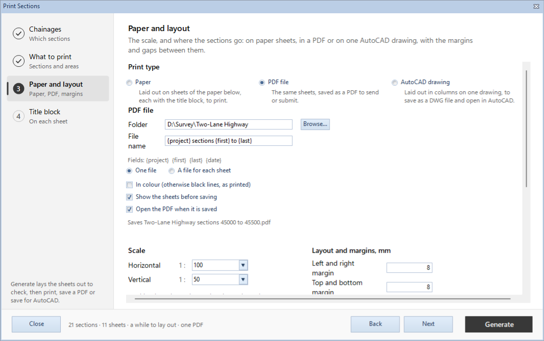 Paper and layout with PDF file chosen