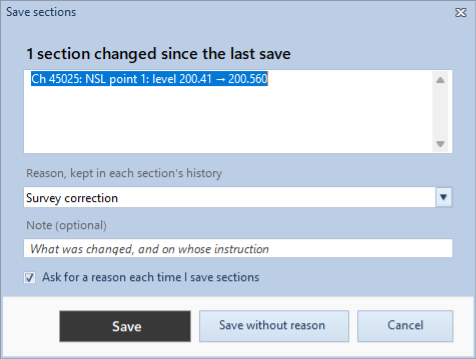 Save sections, asking why
