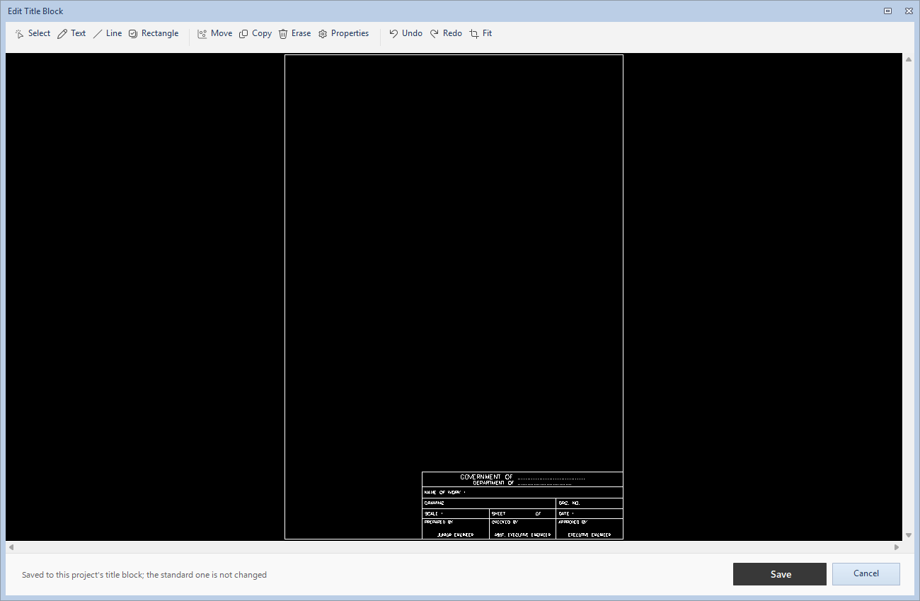 The Edit Title Block window